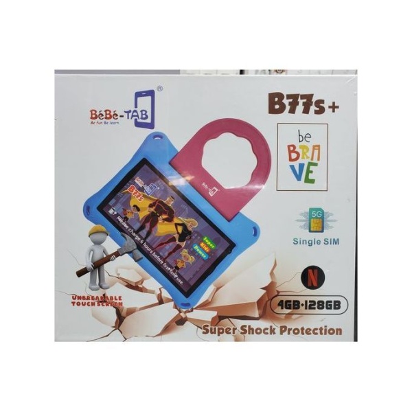 BEBE TAB Tab B77s Kids Tablet 7" Display, 128GB ROM + 4GB RAM, 5G, 3000mah, Super Shock Protection