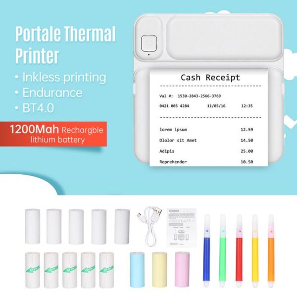 Portable Rechargble Multifunction BT Thermal Receipt Printer