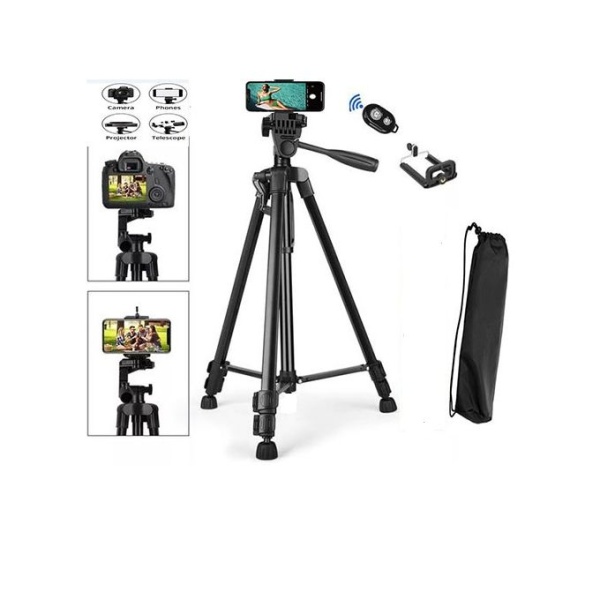 Tripod Stand Adjustable Phone Camera Live Streaming Stand Holder + Bluetooth Remote Control